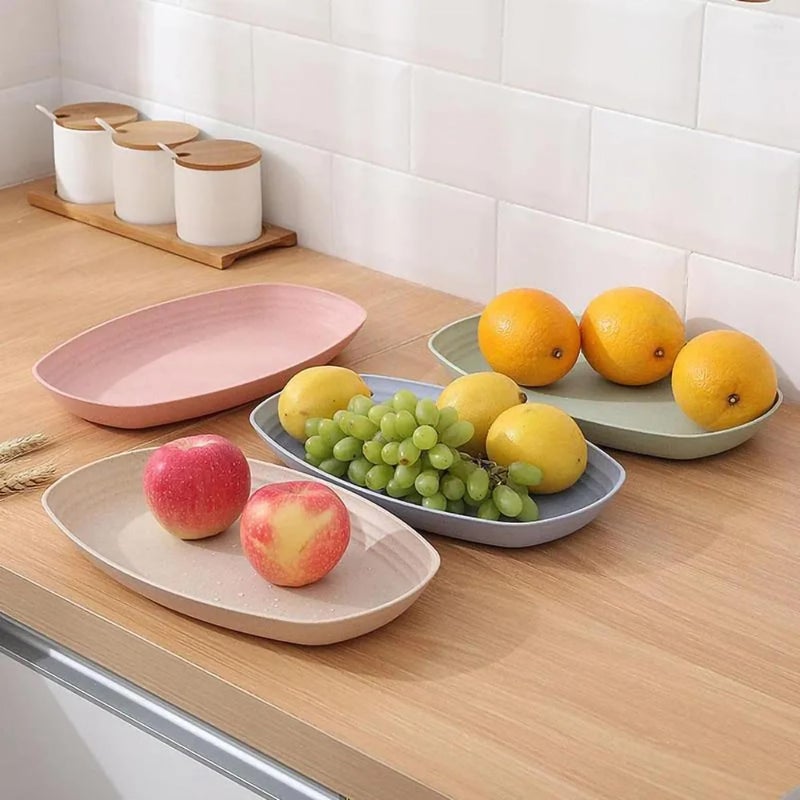 P-PLUS INTERNATIONAL Reusable & Unbreakable Plate Healthy, Lightweight Wheat Straw Plates Dinner Dish Reusable Salad Plates for Kids Kitchen Microwave Safe Serving Dish (Random Color, Pack of 2) - Image 3