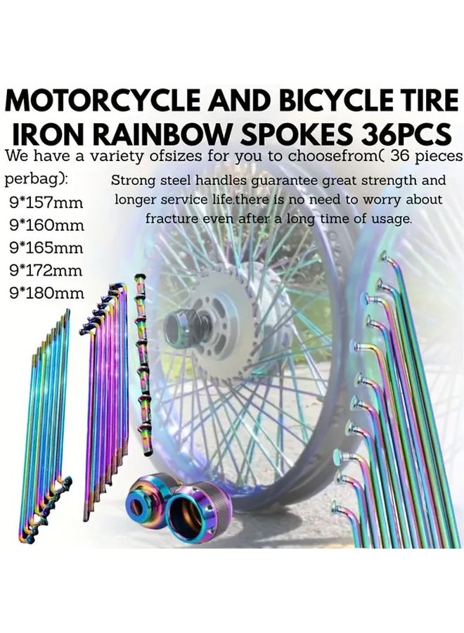Motorcycle Spoke Kit 36pcs 9G 172mm With Nipples And 2 Frame Sliders - Image 1
