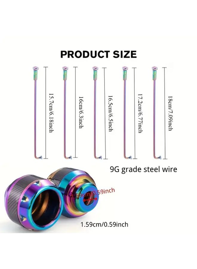Motorcycle Spoke Kit 36pcs 9G 172mm With Nipples And 2 Frame Sliders - Image 2