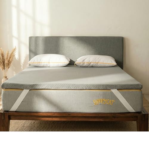 SleepyCat Luxe AirGen™ Memory Foam Soft Mattress Topper - Motion Isolation | 1 Inch Thickness | Supersoft Knitted Fabrics with Ezie Zipper Cover Sleepers (Queen, 75x60 inches) - Image 1