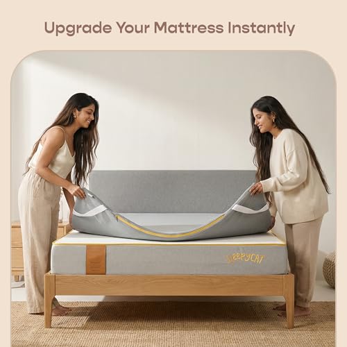 SleepyCat Luxe AirGen™ Memory Foam Soft Mattress Topper - Motion Isolation | 1 Inch Thickness | Supersoft Knitted Fabrics with Ezie Zipper Cover Sleepers (Queen, 75x60 inches) - Image 2