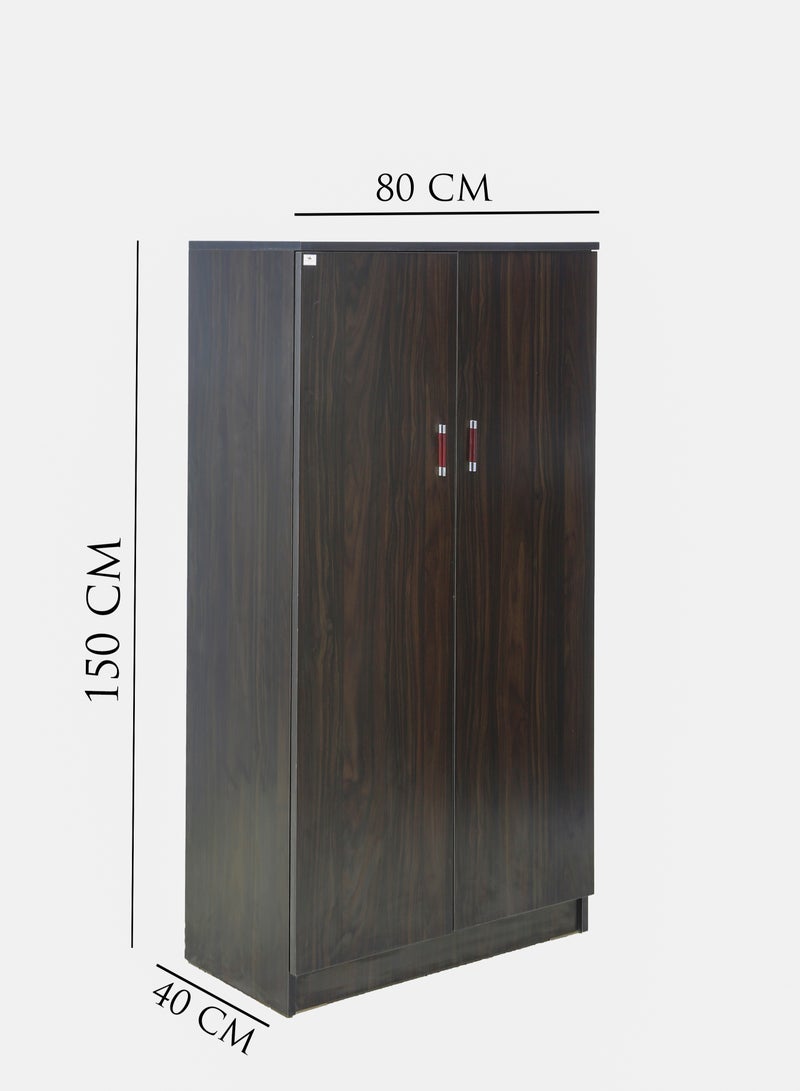AFT Elegant MDF Kids Wardrobe with 2 Door Design - Double Door Design – Spacious Shelving, Hanging Rod, and Lockable Drawer for Organized Storage. 150 cm x 80 cm x 40 cm Compact Design.   Wangi Dark Brown (Arfan) - Image 4