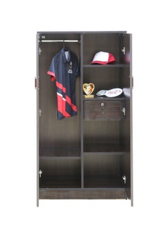 AFT Elegant MDF Kids Wardrobe with 2 Door Design - Double Door Design – Spacious Shelving, Hanging Rod, and Lockable Drawer for Organized Storage. 150 cm x 80 cm x 40 cm Compact Design.   Wangi Dark Brown (Arfan)  - Image 5