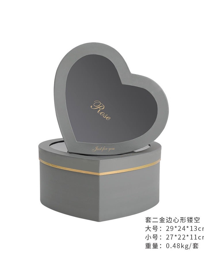 LOULUEN 2-Piece Heart Shaped Flower Box Set