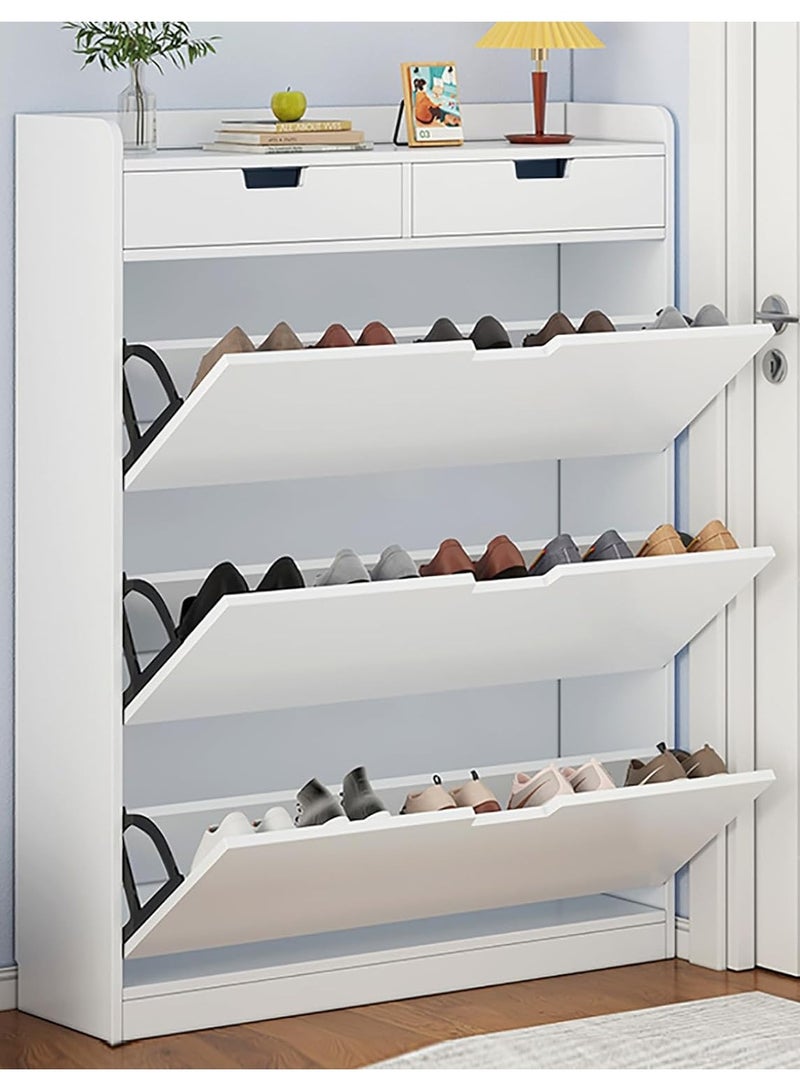 DubaiGallery Modern Luxury Hallway Closet, Stylish Simple Balcony Shoes and Slippers Rack, Wooden White - Image 1