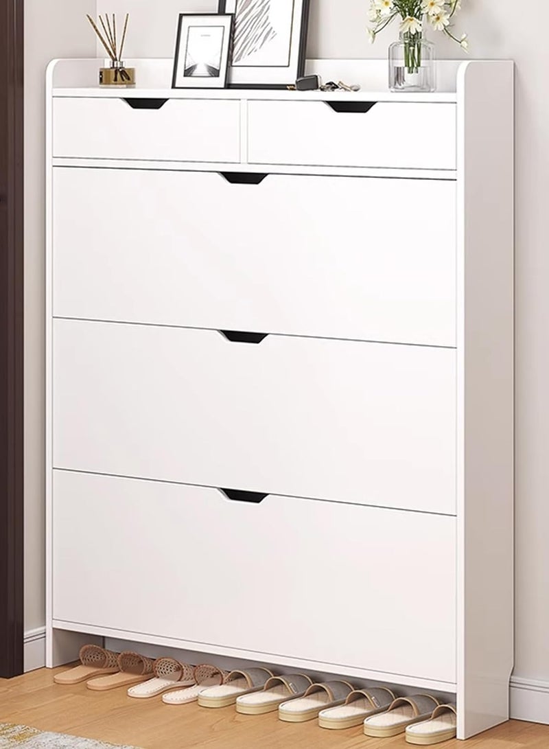 DubaiGallery Modern Luxury Hallway Closet, Stylish Simple Balcony Shoes and Slippers Rack, Wooden White - Image 3