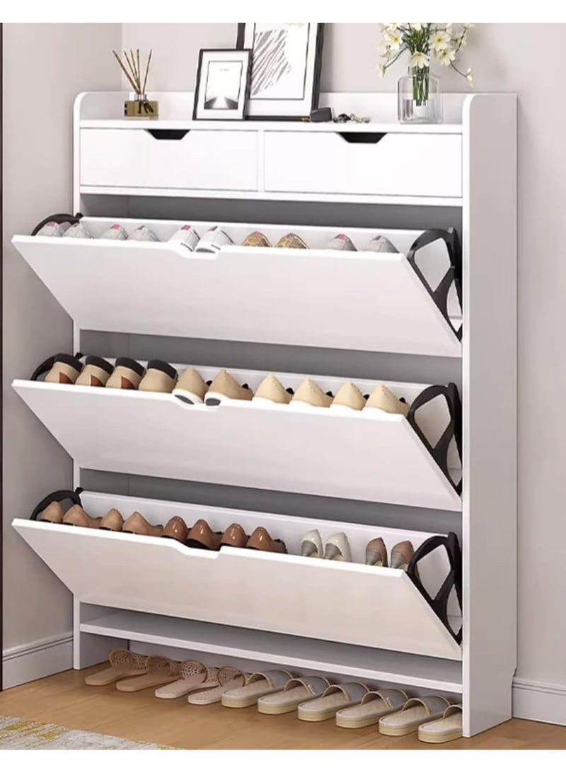 DubaiGallery Modern Luxury Hallway Closet, Stylish Simple Balcony Shoes and Slippers Rack, Wooden White - Image 2
