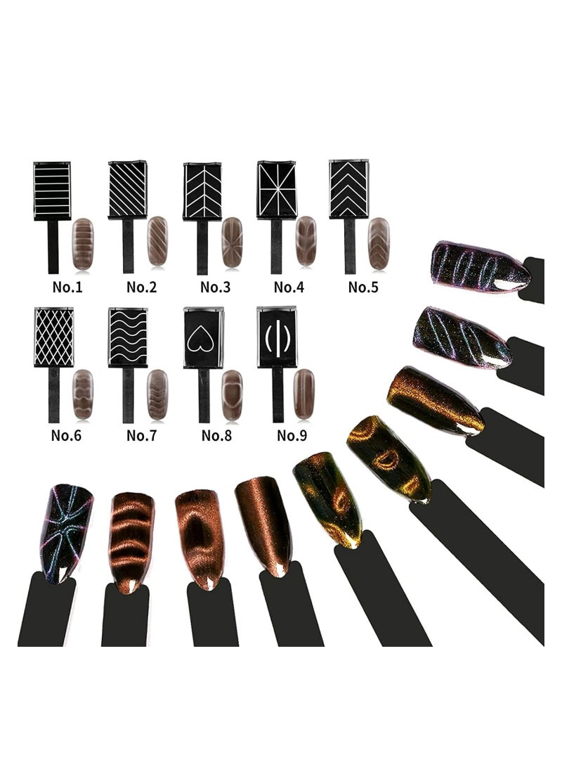 15 Pieces Nail Magnet Tool Set, Double-head Flower Design Nail Magnet Pens Magnet Stick 3D Magnetic Cat Eye Gel Polish Nail Art, for DIY 3d Magnetic, Salon, Studio or Home - Image 3
