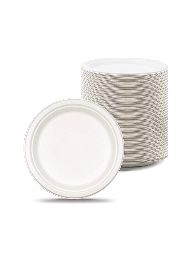 SNH Packing Friendly Bagasse Biodegradable Plate 10 Inch Disposable, Made From 100% Sugarcane Plates, Natural Alternative To Paper Plate, Everyday Tableware, Heavy Duty Microwaveable - 50 Pieces. - Image 2