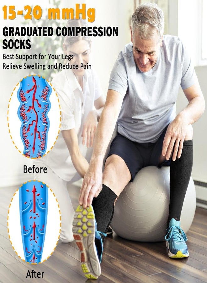 CASMON 2 Pairs Zipper Compression Socks for Women & Men,15-20 mmHg Closed Toe Knee High Support Sock for Varicose Vein Edema - Image 2