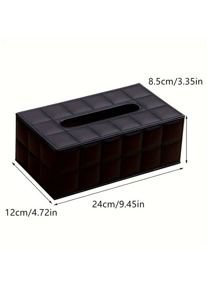 غطاء صندوق المناديل الأسود المحشو بمظهر جلدية لتزيين الحمام وغرفة المعيشة - Image 4