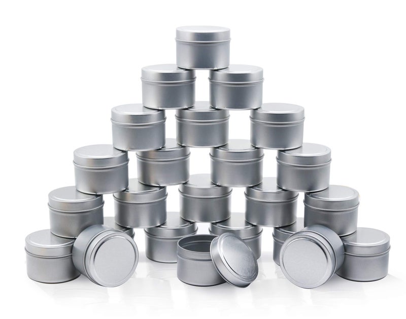 Aroparc Silver Candle Tins 4oz with Lids, 24 Piece Candle Containers, Bulk Candle Jars for Candle Making - Silver - Image 3