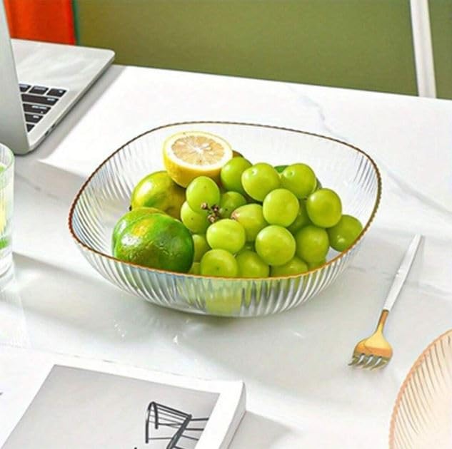 Snivy Snivy Transparent Plastic Fruit Plate Modern Vegetable Serving Bowl Hand Made Candy Snack Organizer Kitchen Storage Basket for Living Room Restaurant Party Countertop Decor Multicolor  - Image 3