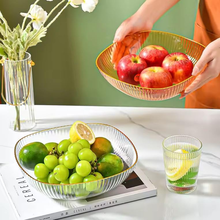 Snivy Snivy Transparent Plastic Fruit Plate Modern Vegetable Serving Bowl Hand Made Candy Snack Organizer Kitchen Storage Basket for Living Room Restaurant Party Countertop Decor Multicolor  - Image 1
