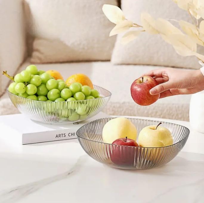 Snivy Snivy Transparent Plastic Fruit Plate Modern Vegetable Serving Bowl Hand Made Candy Snack Organizer Kitchen Storage Basket for Living Room Restaurant Party Countertop Decor Multicolor  - Image 2