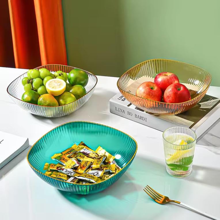 Snivy Snivy Transparent Plastic Fruit Plate Modern Vegetable Serving Bowl Hand Made Candy Snack Organizer Kitchen Storage Basket for Living Room Restaurant Party Countertop Decor Multicolor  - Image 5