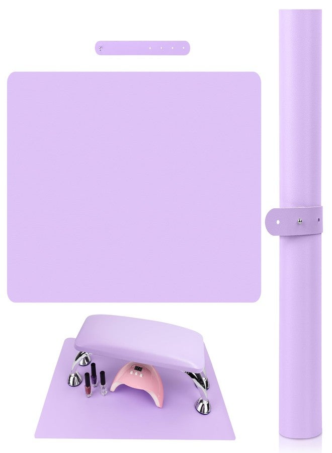 LIONVISON (MAT ONLY) Nail Art Table Mat, Foldable Nail Art Hand Rest Pad for Nail Arm Rest Cushion, Soft Microfiber Leather Nail Mat, Manicure Pad Nail Table Pad Desk Mat for Nail Technician Salon Home (Purple) - Image 1