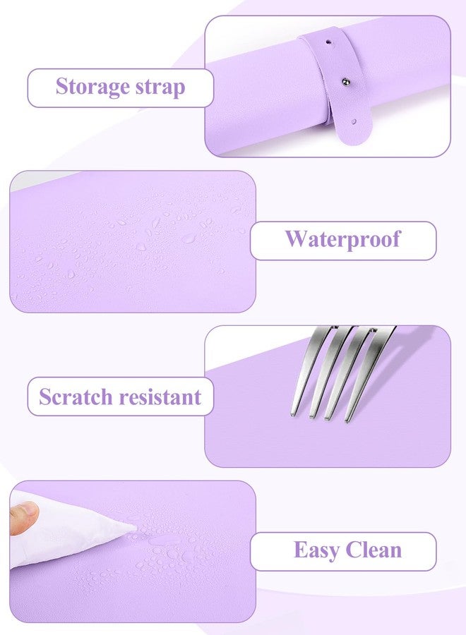 LIONVISON (MAT ONLY) Nail Art Table Mat, Foldable Nail Art Hand Rest Pad for Nail Arm Rest Cushion, Soft Microfiber Leather Nail Mat, Manicure Pad Nail Table Pad Desk Mat for Nail Technician Salon Home (Purple) - Image 3