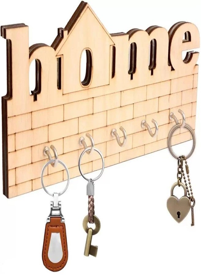 OFIXO 5 Hooks Stylish Key Hanger Wall Mounted – (Pack of 2) Home Keys Wooden Key Holder Wood Keys Organizer for Office & Home Decoration (20 cm x 10 cm x 0.8 cm) - Image 1