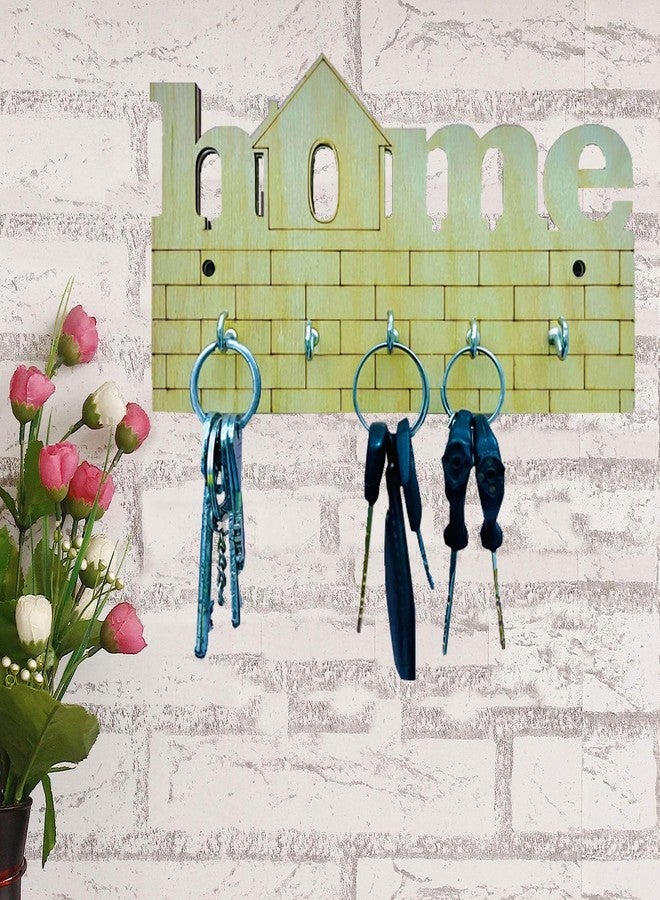 OFIXO 5 Hooks Stylish Key Hanger Wall Mounted – (Pack of 2) Home Keys Wooden Key Holder Wood Keys Organizer for Office & Home Decoration (20 cm x 10 cm x 0.8 cm) - Image 2