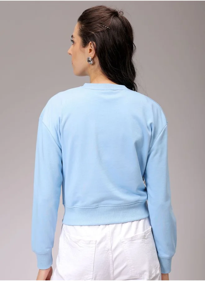Freehand Women Relaxed Fit Floral Print Cropped Sweatshirt