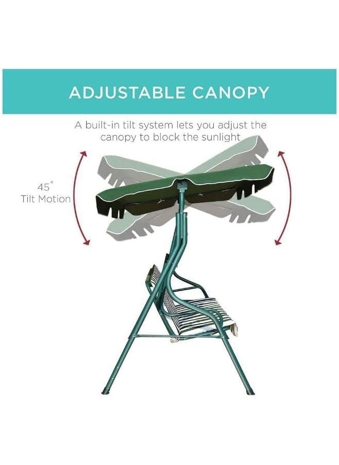YULAN Yulan Outdoor Patio Swing Chair, Adjustable Canopy Swing with Removable Cushion Weather Resistant Powder Coated Steel Frame for Patio, Garden, Poolside, Balcony, Backyard (2 Seater)  - Image 4
