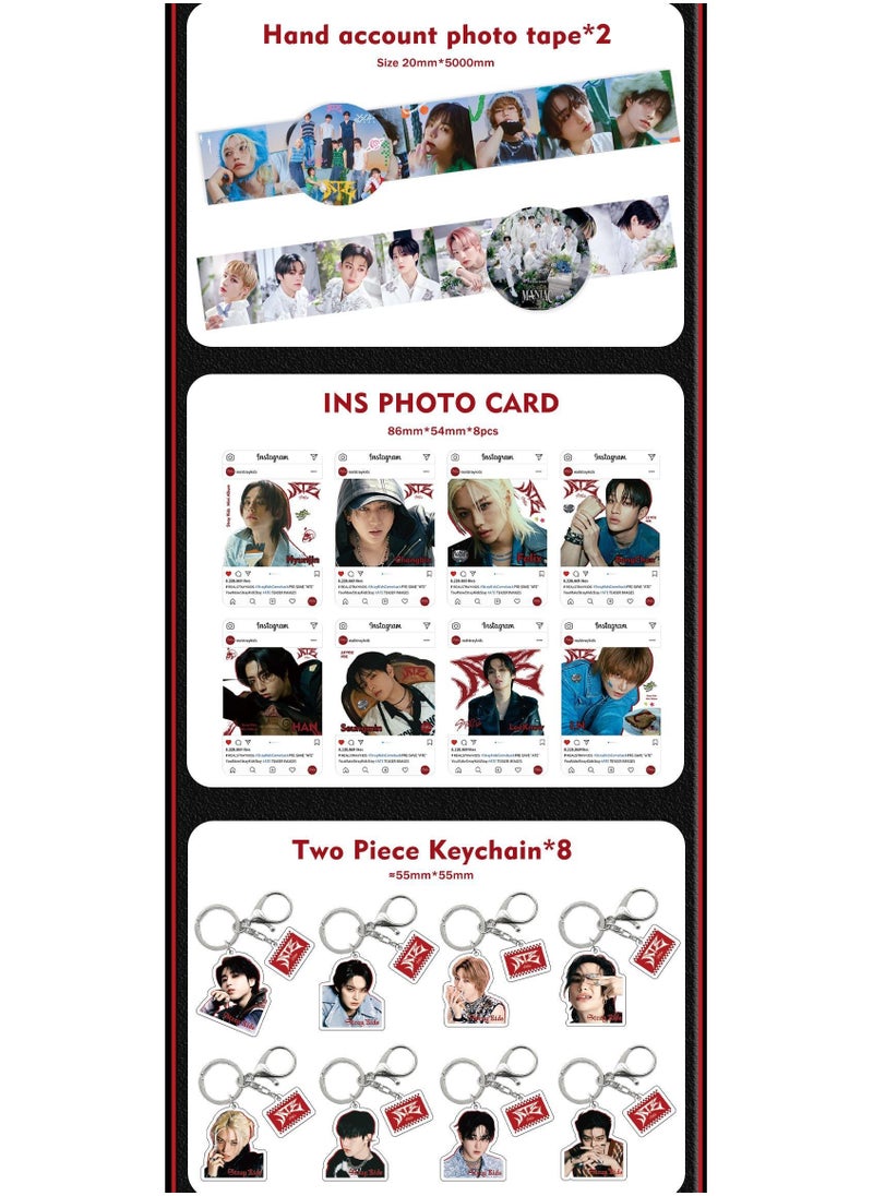 EHOME StrayKids Album ATE Gift Box Set With Lomo Cards, Acrylic Stand, Hand Account Tape, Lanyard, Stickers, Photo Card  - Image 3
