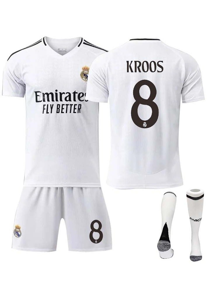 2024/25 Real Madrid Home Football Kit KROOS #8 Fans Football Jersey/Shorts Socks Gift Set Youth Sizes and Adult Size - Image 1