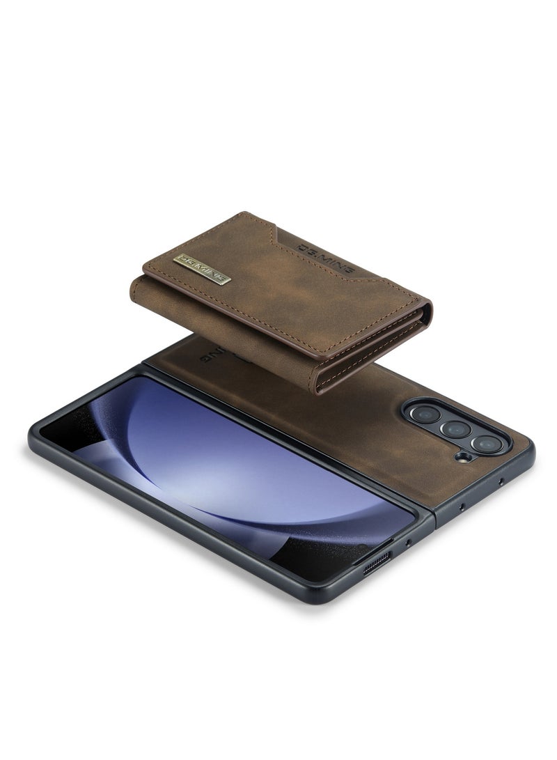 DGMING Wallet Case for Samsung Galaxy Z Fold 5, DG.MING Premium Leather Phone Case Back Cover Magnetic Detachable with Trifold Wallet Card Holder Pocket (Coffee) - Image 5