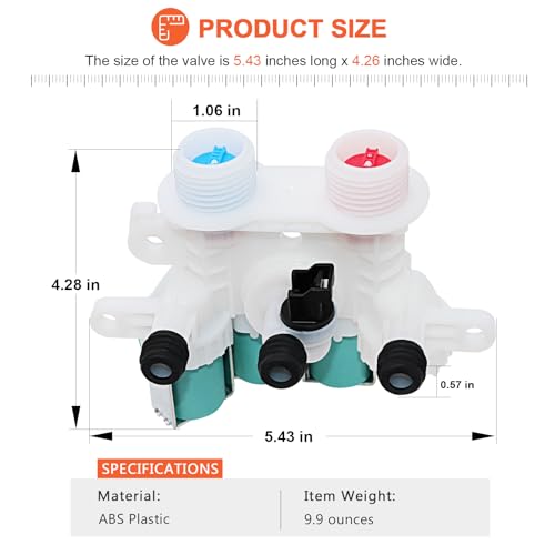Beaquicy W11096268 w10758829 Water Inlet Valve - w10853296 suitable for kenmore whirlpool washers - W10632527 w11220230 water inlet valve exact fit wtw7300dw1, wtw8500dc5, wtw7000dw0, etc. - Image 5