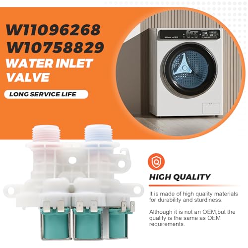 Beaquicy W11096268 w10758829 Water Inlet Valve - w10853296 suitable for kenmore whirlpool washers - W10632527 w11220230 water inlet valve exact fit wtw7300dw1, wtw8500dc5, wtw7000dw0, etc. - Image 3