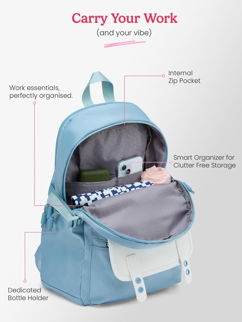 Genie Kdream Casual Backpack For Girls |17 Inch-27 Litres With 2 Compartments, Multiple Pockets, Laptop & Trolley Sleeve And Organizer |Best For Laptop, Makeup, Cables & College/Work Must-Haves - Blue - Image 5