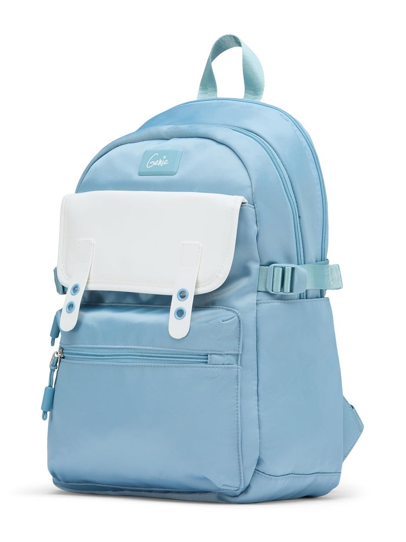Genie Kdream Casual Backpack For Girls |17 Inch-27 Litres With 2 Compartments, Multiple Pockets, Laptop & Trolley Sleeve And Organizer |Best For Laptop, Makeup, Cables & College/Work Must-Haves - Blue - Image 1