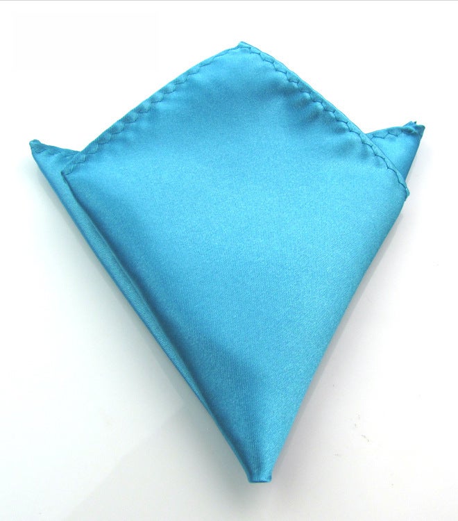 Mens Solid Formal Pocket Square Wedding Suit Handkerchief Lake Blue 