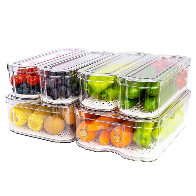 SMRCAD Fridge Organizers and Storage, 6 Pack Clear Freezer Organizer Bins with Lids for Kitchen, Pantry, Refrigerator, Food, Fruit, Vegetable Storage - Image 1