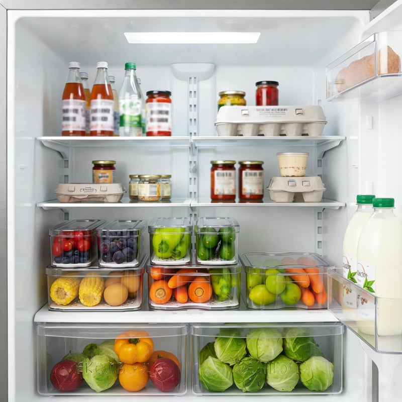 SMRCAD Fridge Organizers and Storage, 6 Pack Clear Freezer Organizer Bins with Lids for Kitchen, Pantry, Refrigerator, Food, Fruit, Vegetable Storage - Image 4
