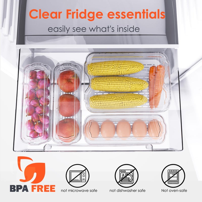 SMRCAD Fridge Organizers and Storage, 6 Pack Clear Freezer Organizer Bins with Lids for Kitchen, Pantry, Refrigerator, Food, Fruit, Vegetable Storage - Image 2