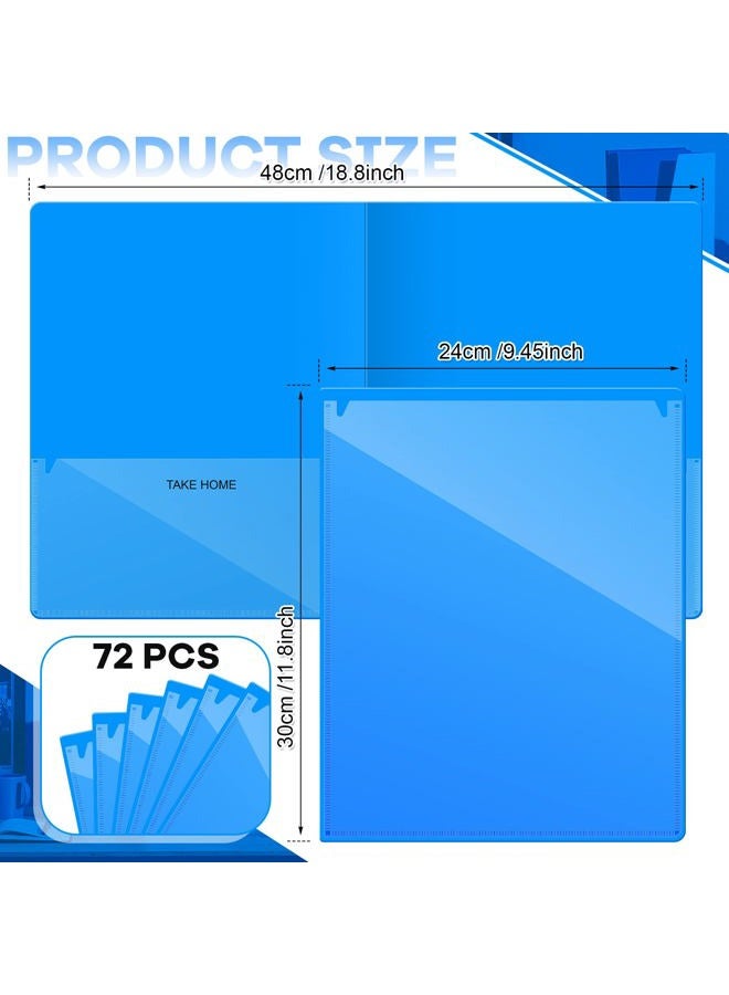 Henoyso 72 Pcs School Folders, Blue, Standard Style, 2 Pocket, 12 x 9.45 inches, Polypropylene (PP), Top Straight Cut, for Home, Classroom, Office - Image 2