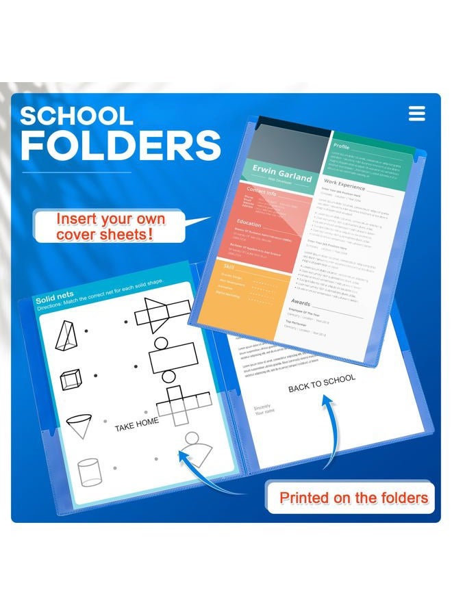 Henoyso 72 Pcs School Folders, Blue, Standard Style, 2 Pocket, 12 x 9.45 inches, Polypropylene (PP), Top Straight Cut, for Home, Classroom, Office - Image 3