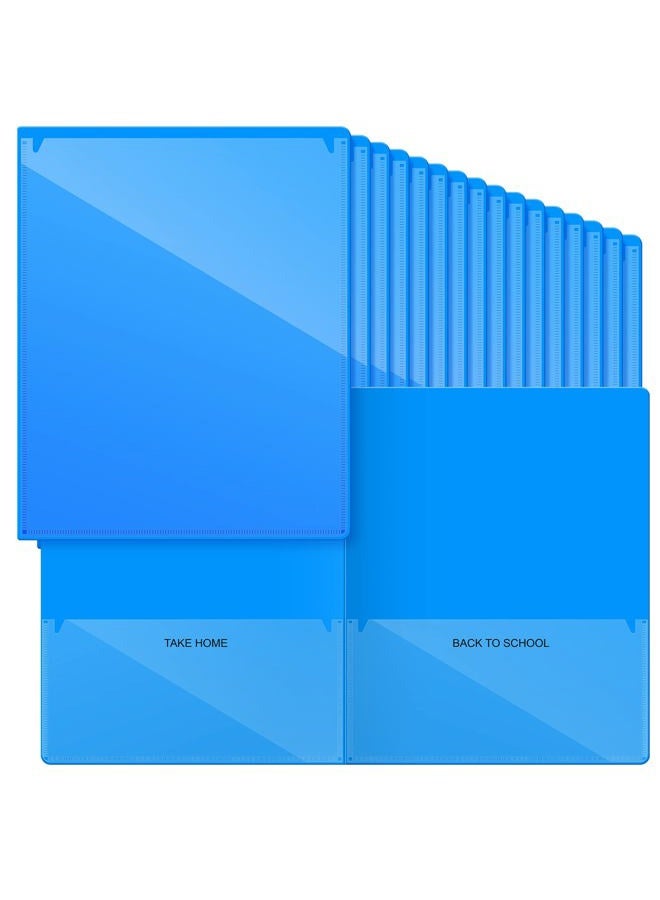 Henoyso 72 Pcs School Folders, Blue, Standard Style, 2 Pocket, 12 x 9.45 inches, Polypropylene (PP), Top Straight Cut, for Home, Classroom, Office - Image 1