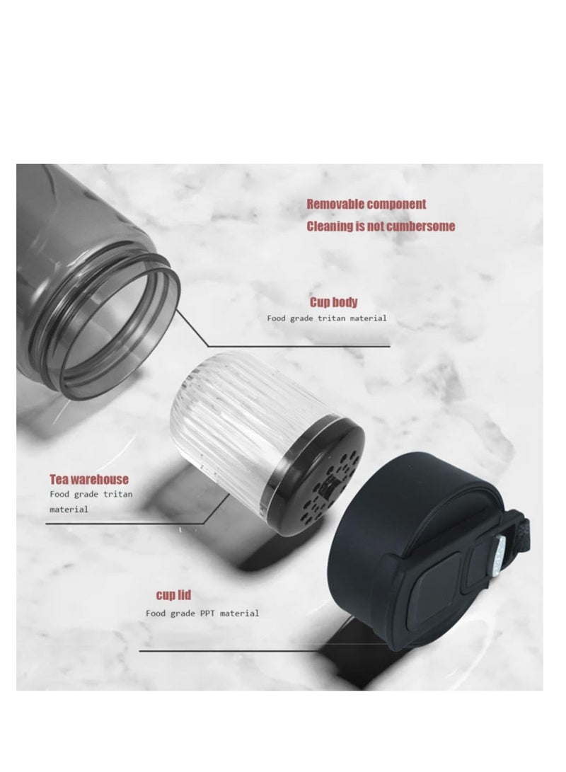 Tea Separation Cup with LED Temperature Display, Tea Strainer Cup, Tea Infuser Bottle, Travel Tea Mug, Black, Magnetic Tea Warehouse, suitable for Outdoor Portable, Family, Car, Travel  - Image 2