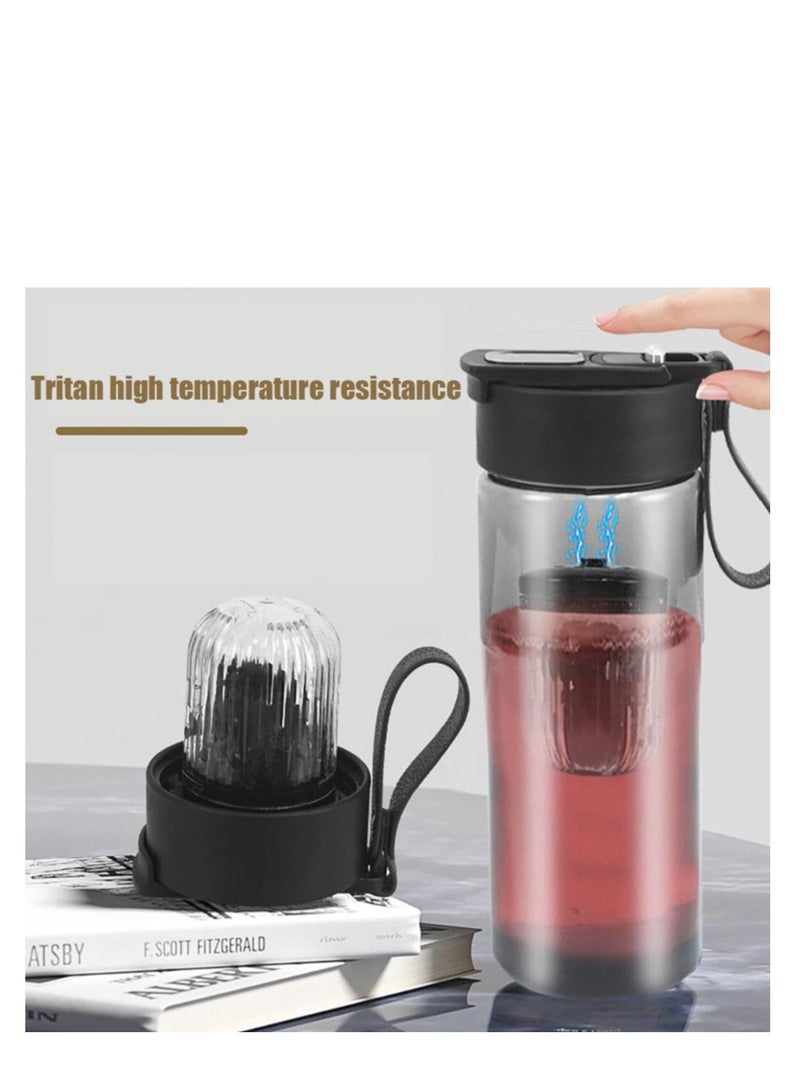 Tea Separation Cup with LED Temperature Display, Tea Strainer Cup, Tea Infuser Bottle, Travel Tea Mug, Black, Magnetic Tea Warehouse, suitable for Outdoor Portable, Family, Car, Travel  - Image 4
