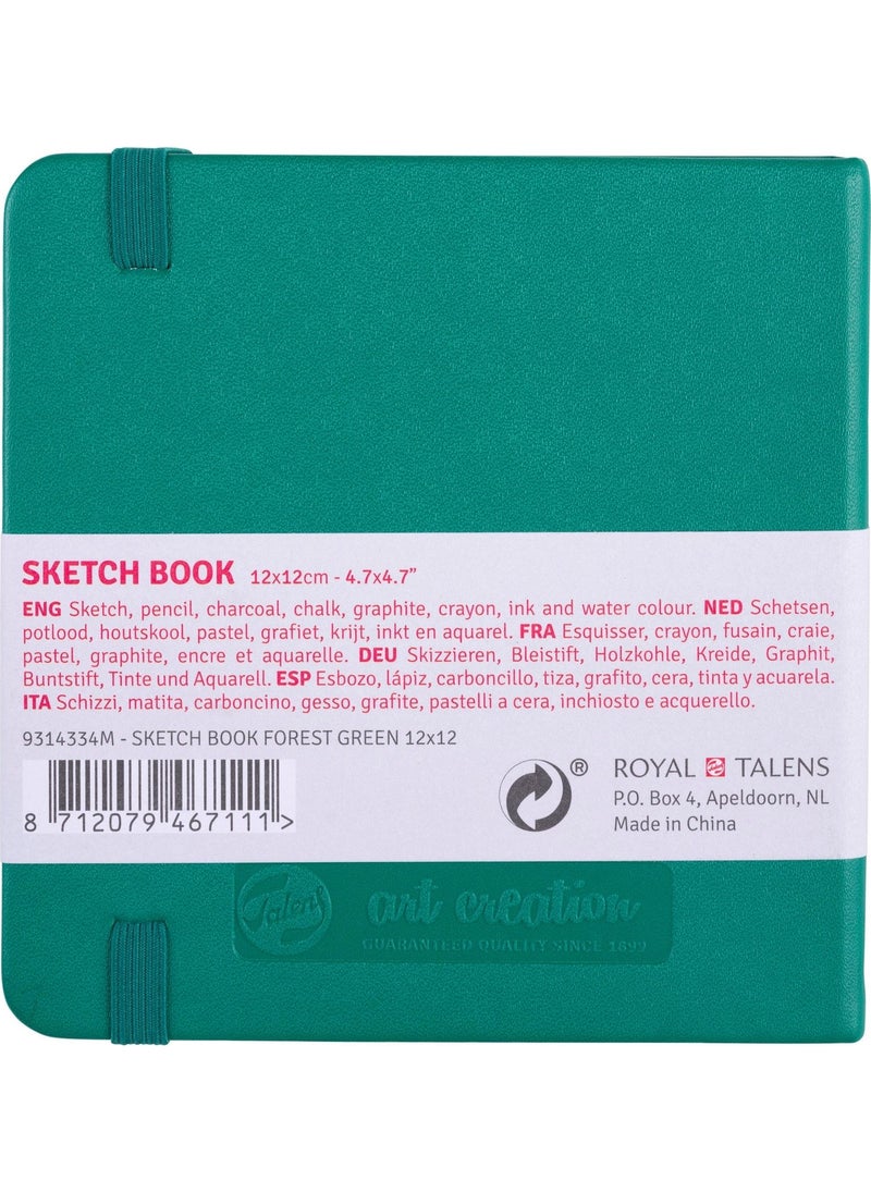 Talens Sketchbook Hard Cover Sketch Drawing Book 12 x 12 cm 140 gr 80 Yp Forest Green  - Image 2