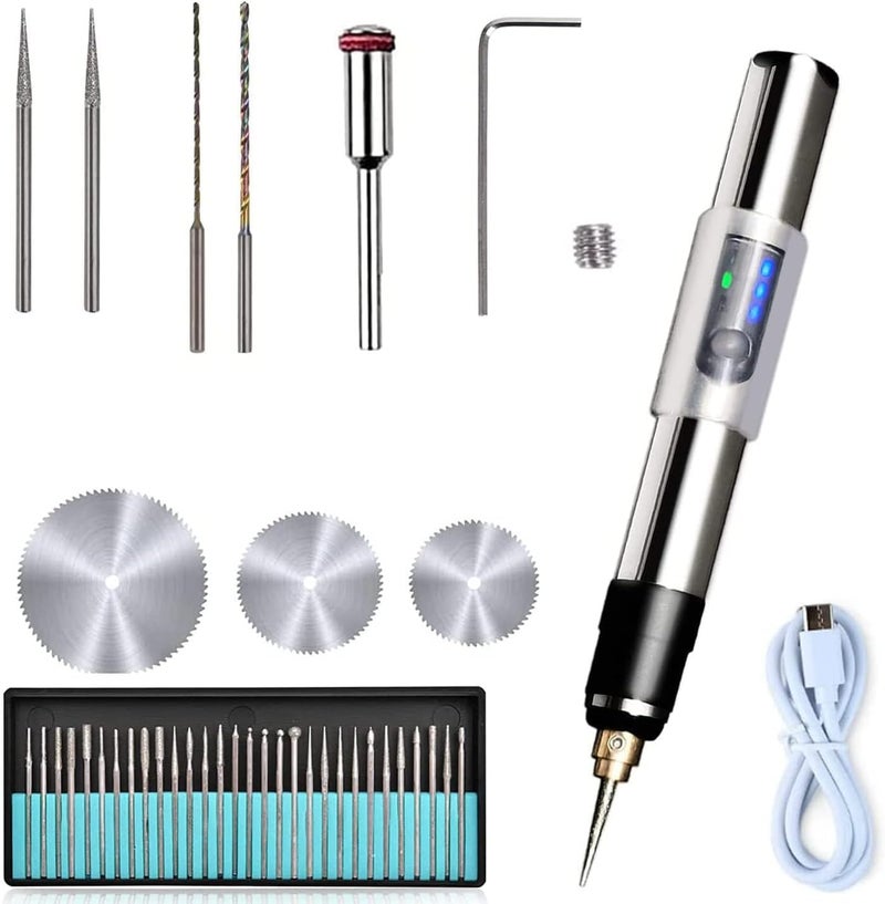 SYOSI Electric Engraving Pen Rotary Tool Kit, Usb Rechargeable Engraving Pen With Type-C Interface, Portable Mini Engraver Tools, Diy Rotary Etching Pen For Carving Glass Jewelry Making Rotary - Image 1