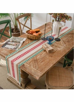Generic Creative Bohemian Ethnic Table Runner, Colorful Plaid Cotton Linen Braided Tassel Rectangular Coffee Table Tablecloth Home Party Restaurants Kitchen Holiday Wedding Decorations (12"*70.8")  - Image 2