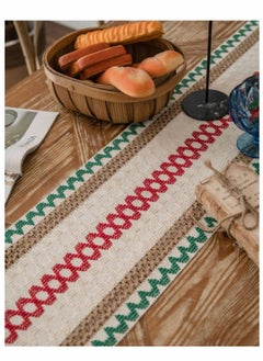 Generic Creative Bohemian Ethnic Table Runner, Colorful Plaid Cotton Linen Braided Tassel Rectangular Coffee Table Tablecloth Home Party Restaurants Kitchen Holiday Wedding Decorations (12"*70.8")  - Image 3