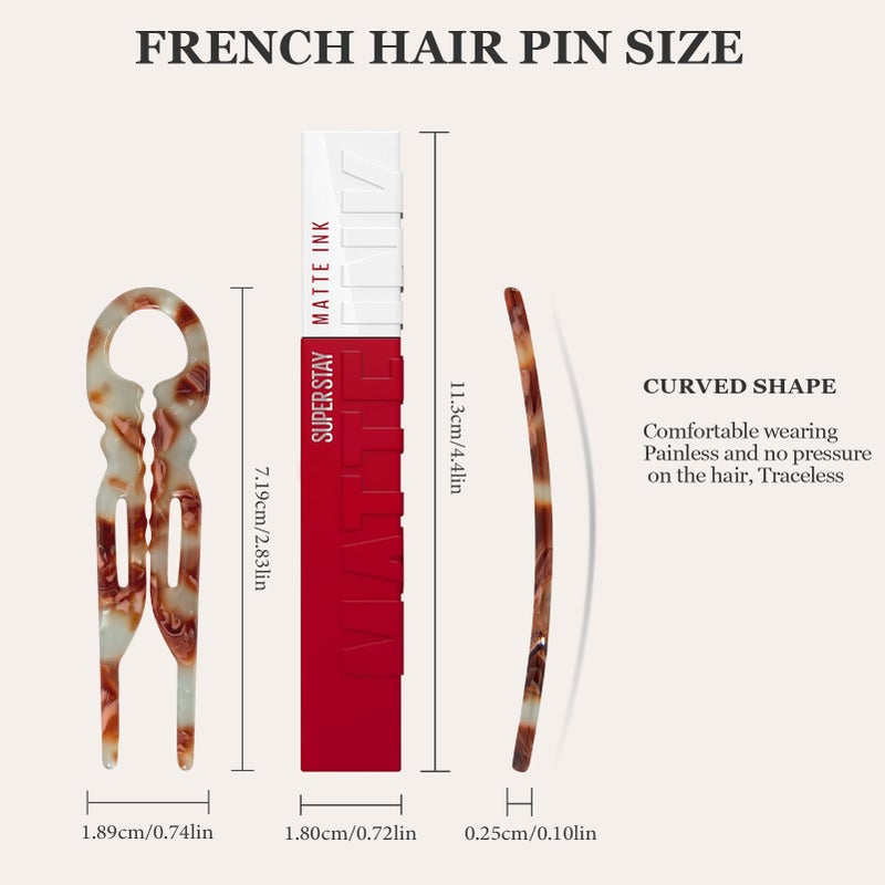 Sunolga 6 PCS 2.83 in Small French Hair Pins for Women, Prestige Hair Pins for All Hair, Curved Shape for Better Head Fit Hair Accessories, Serrated Anti-Slip Design Hairpins - Image 3