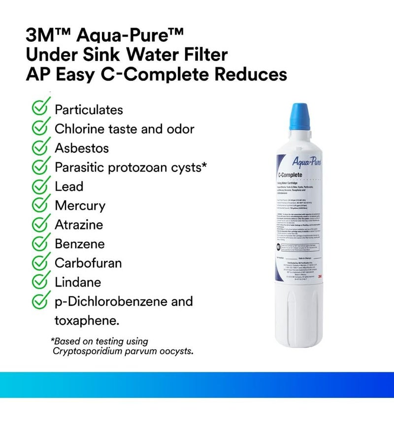 Aqua pure 3M Aqua-Pure Replacement Filter C-Complete, for use with AP Easy Complete System, NSF Certified Reduces Chlorine Taste and Odor, Sediment, Asbestos, Cyst, Lead, Mercury, Select VOCs. 750 gallons. - Image 3