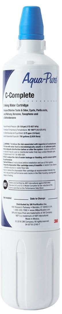 Aqua pure 3M Aqua-Pure Replacement Filter C-Complete, for use with AP Easy Complete System, NSF Certified Reduces Chlorine Taste and Odor, Sediment, Asbestos, Cyst, Lead, Mercury, Select VOCs. 750 gallons. - Image 1