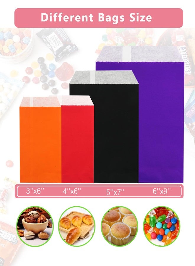 AZOWA 100 CT Small Paper Treat Sacks Orange 5 x 7 In Candy Buffet Bags for Party - Image 3
